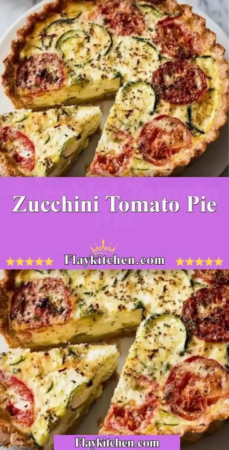 Delicious Zucchini Tomato Pie fresh out of the oven with colorful toppings