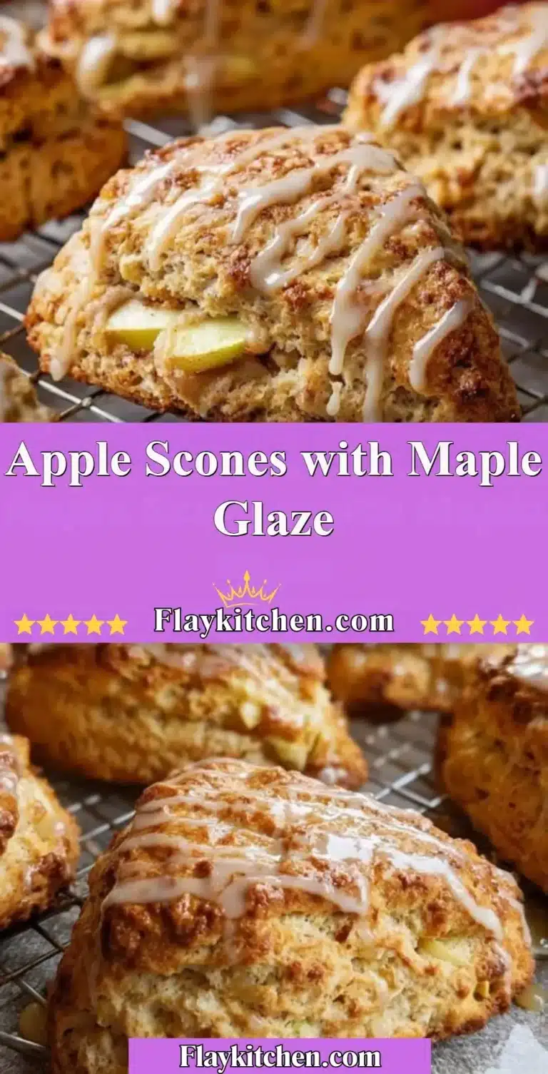 Freshly baked apple scones drizzled with maple glaze, perfect for breakfast.