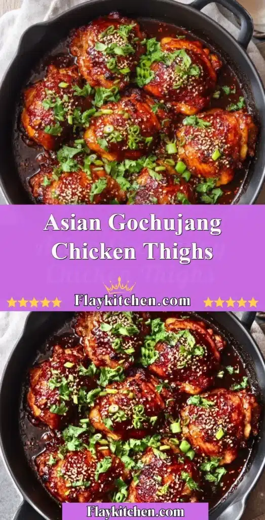 Delicious Asian Gochujang Chicken Thighs garnished with green onions