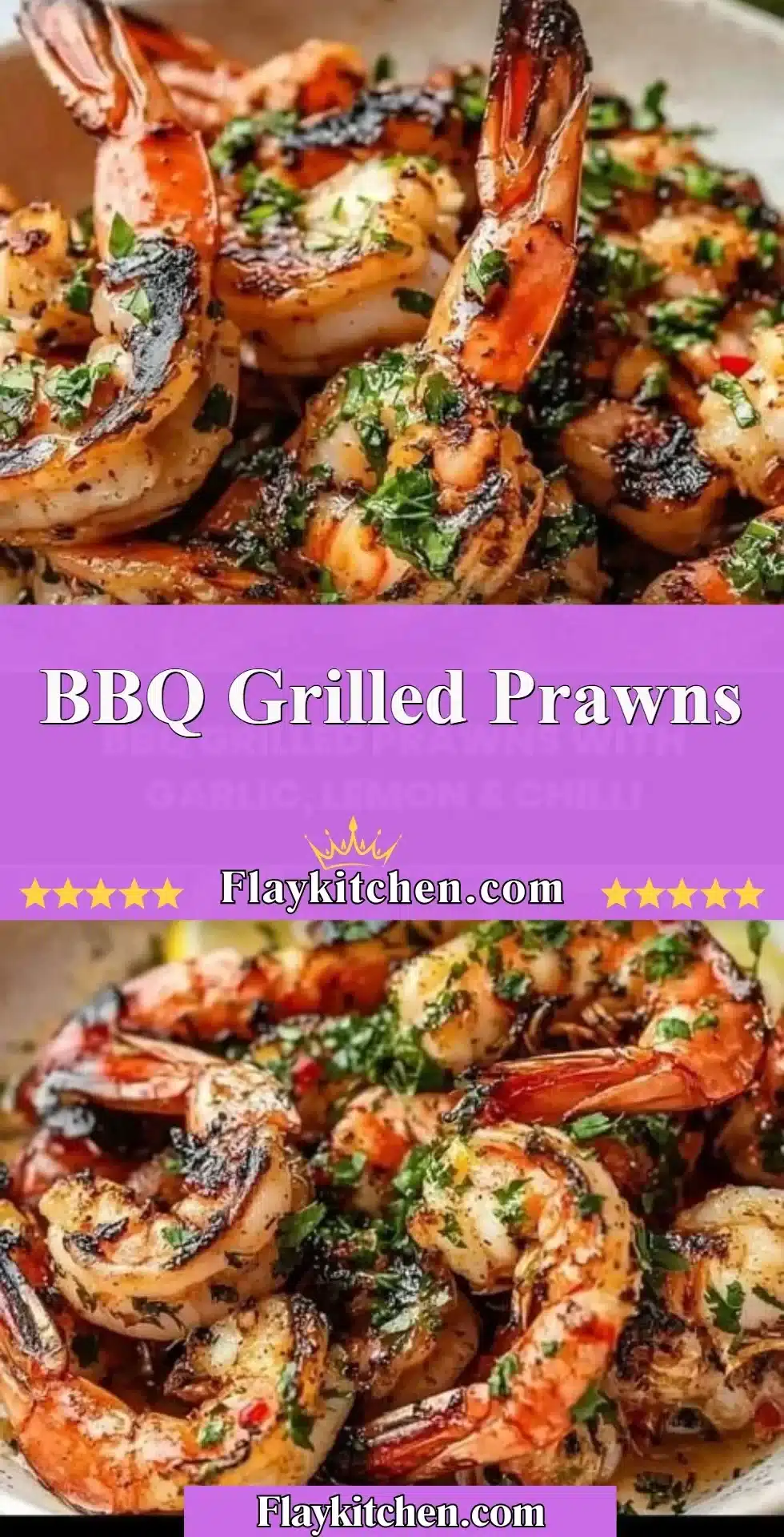 Delicious BBQ grilled prawns on a grill, ready to serve.