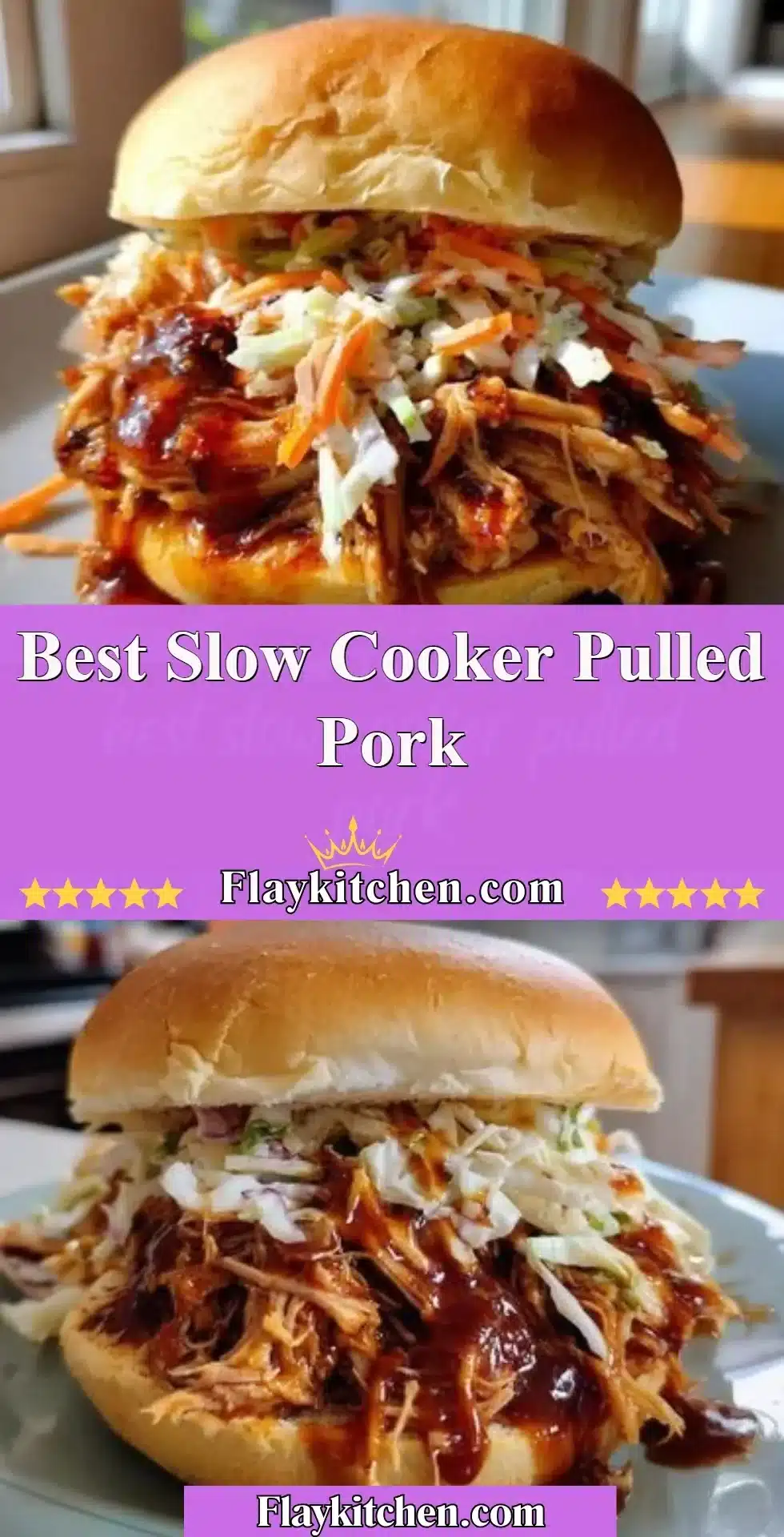 Best Slow Cooker Pulled Pork 2 Delicious slow cooker pulled pork served with buns and coleslaw