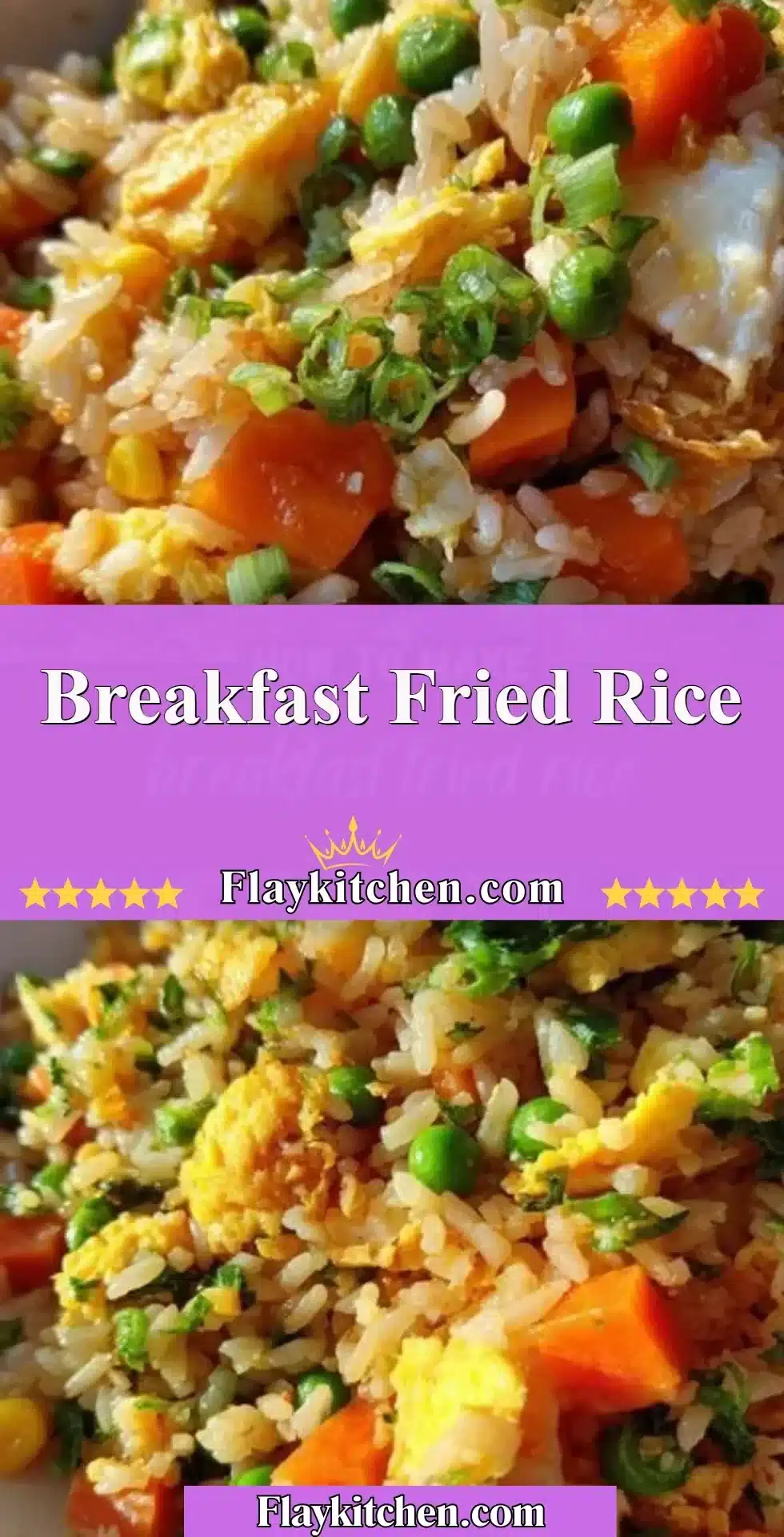 Bowl of colorful Breakfast Fried Rice with vegetables and eggs