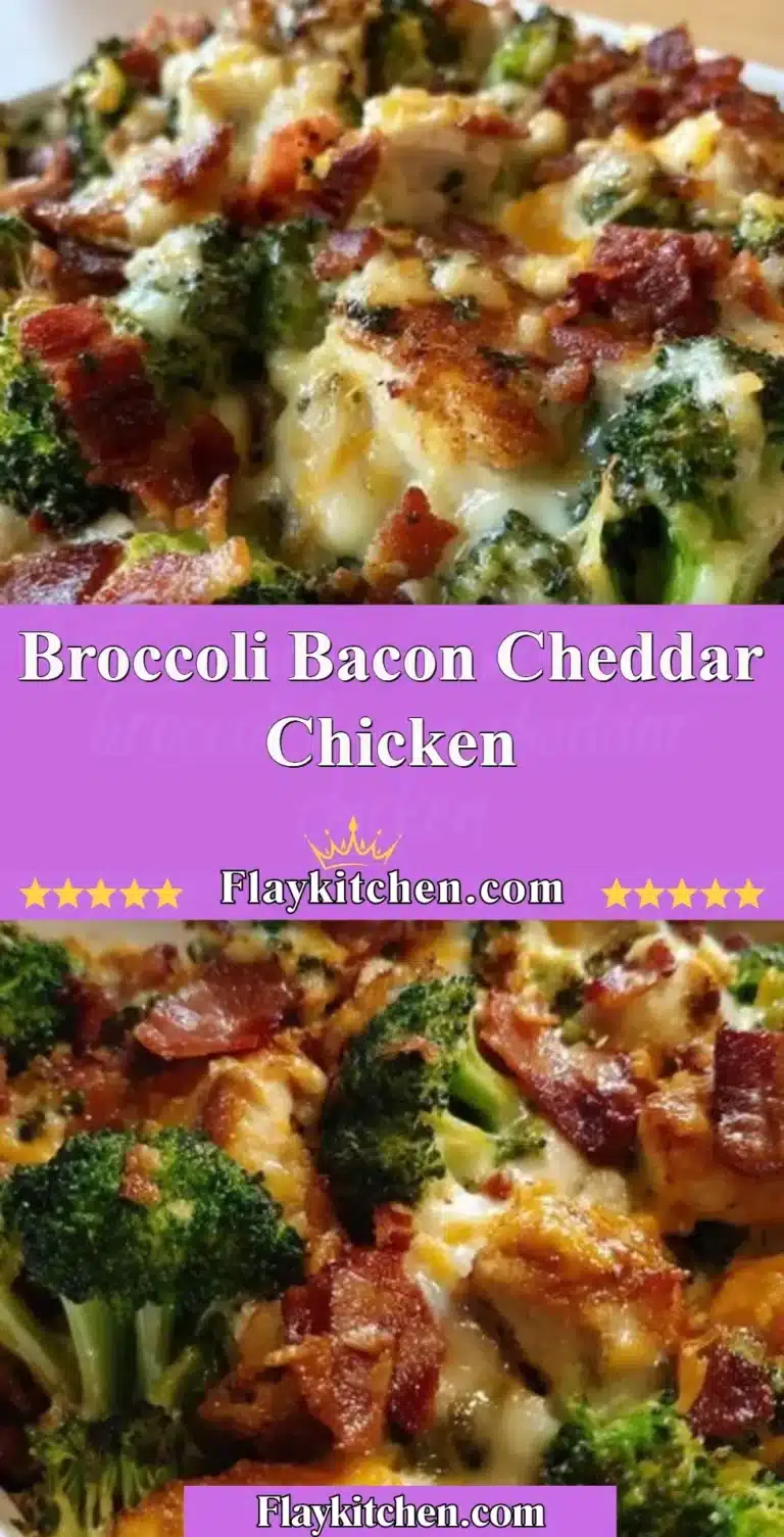 Delicious dish of Broccoli Bacon Cheddar Chicken garnished and ready to serve