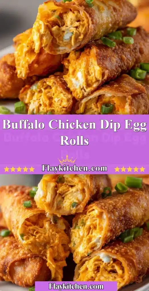 Buffalo Chicken Dip Egg Rolls served with dipping sauce on a plate
