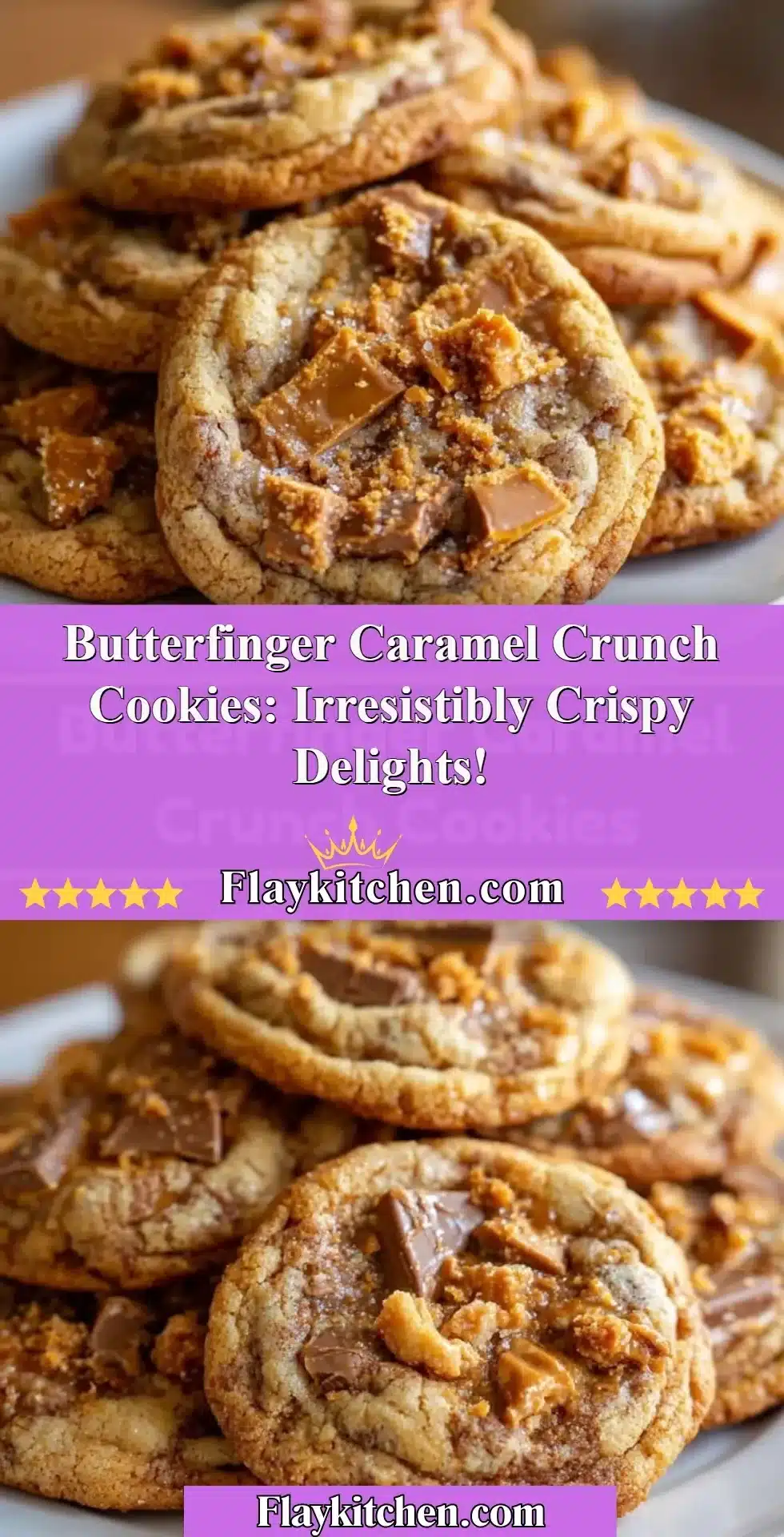 Delicious Butterfinger Caramel Crunch Cookies with crispy texture and rich flavor