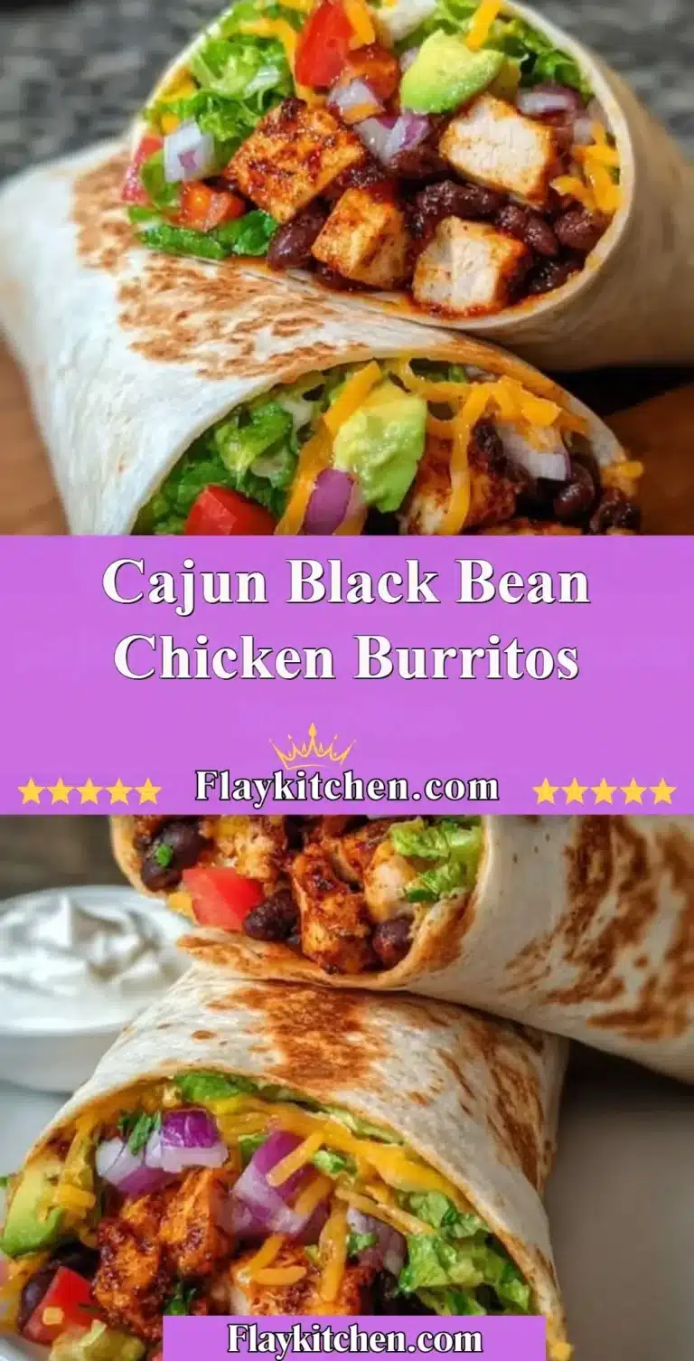 Cajun Black Bean Chicken Burritos with vibrant ingredients and spices