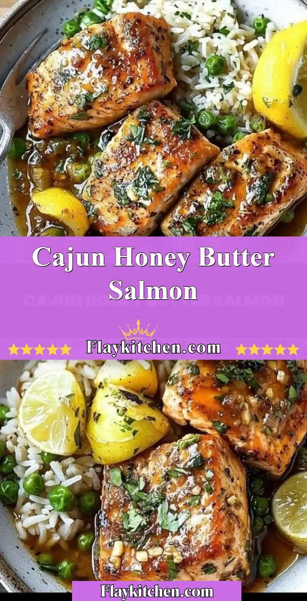 Cajun Honey Butter Salmon served on a plate with herbs and spices.