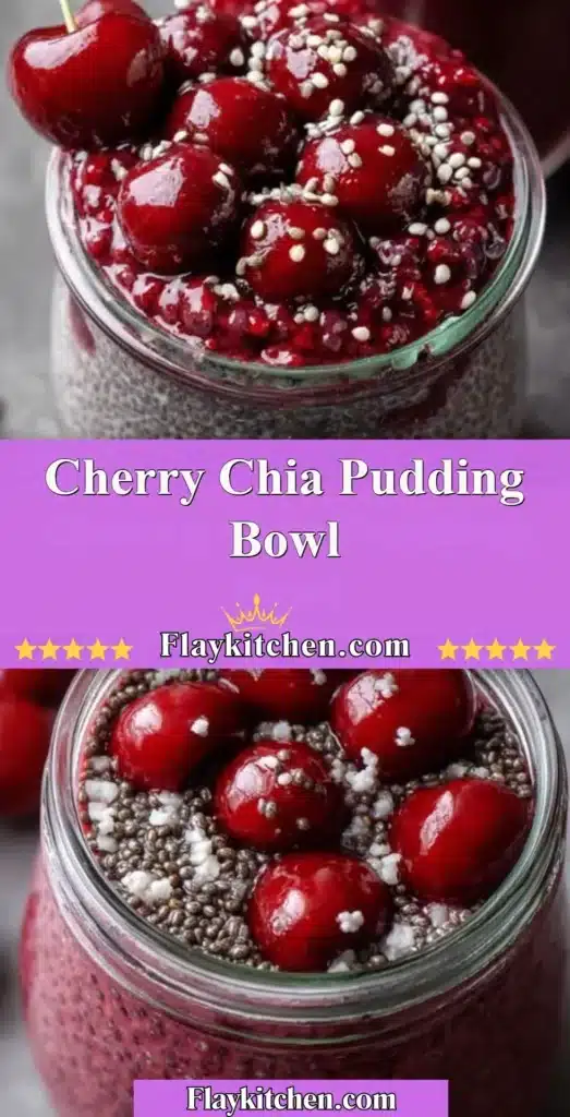 Cherry Chia Pudding Bowl with fresh cherries and chia seeds
