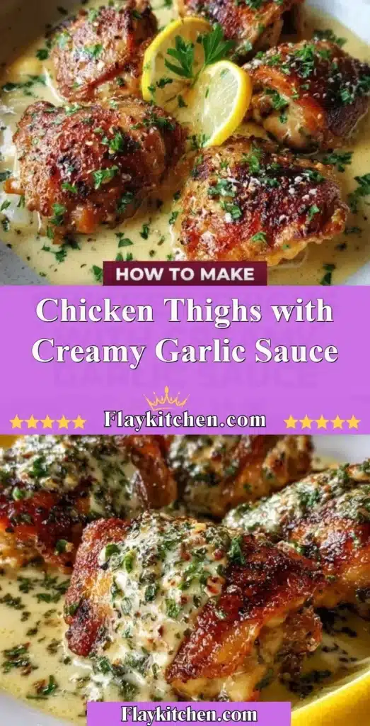 Chicken thighs in creamy garlic sauce, a delicious dinner recipe