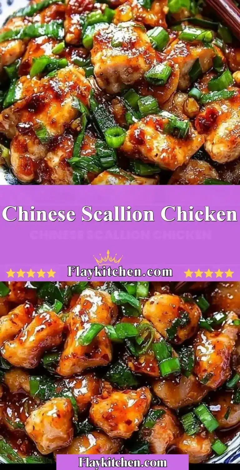 Delicious dish of Chinese Scallion Chicken garnished with fresh scallions