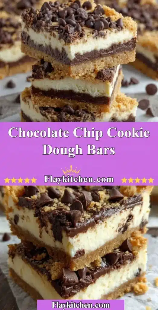 Chocolate chip cookie dough bars with a rich, gooey texture and chocolate chunks