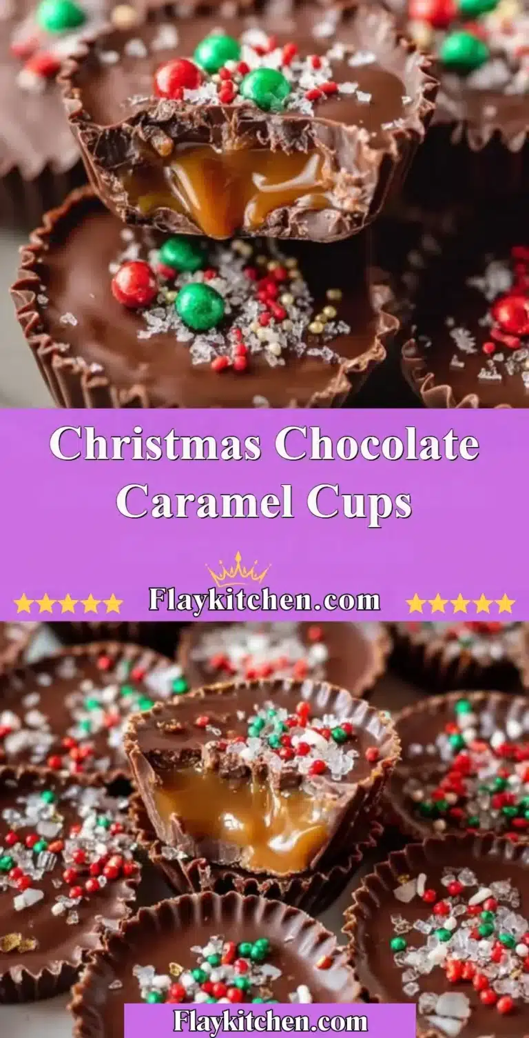 Christmas Chocolate Caramel Cups with rich chocolate and caramel filling