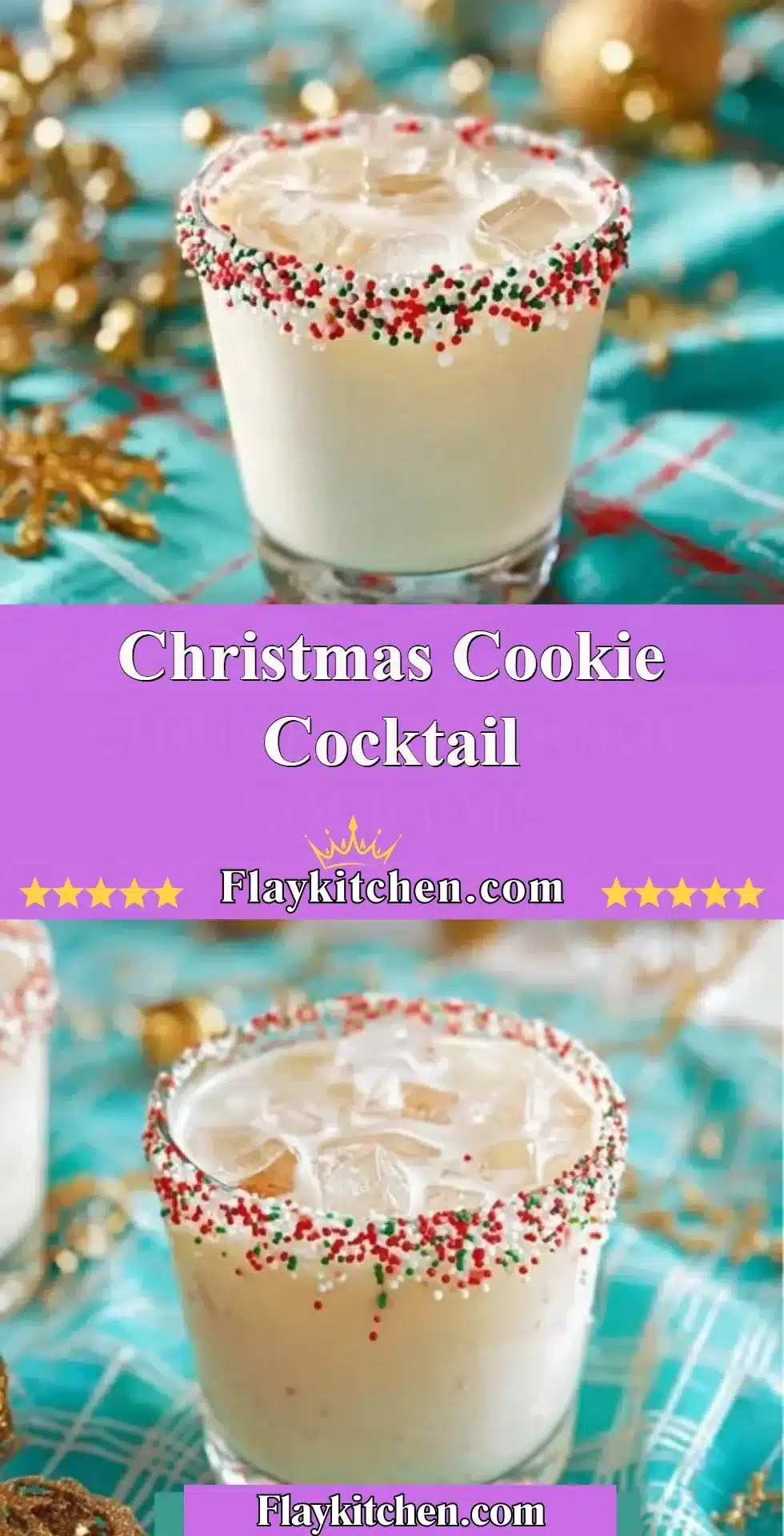 Christmas Cookie Cocktail 2 Christmas Cookie Cocktail in a festive glass with holiday decorations