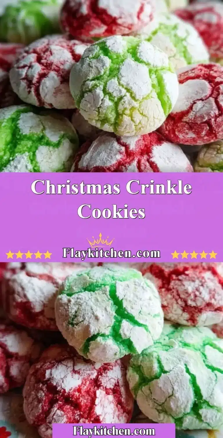 Plate of freshly baked Christmas Crinkle Cookies dusted with powdered sugar.