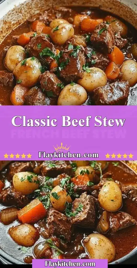 Delicious classic beef stew with tender beef and fresh vegetables