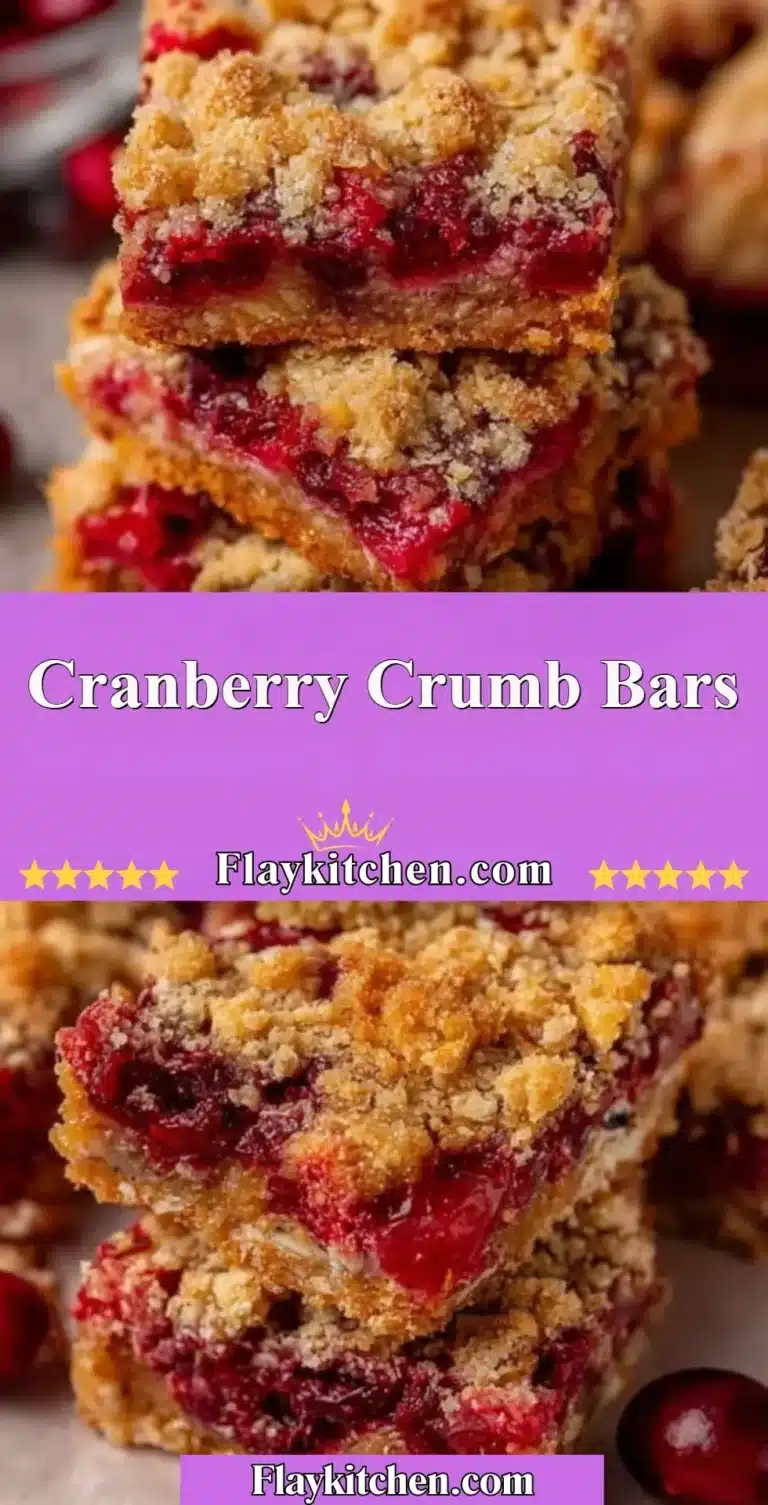 Delicious homemade Cranberry Crumb Bars with a buttery crumb topping