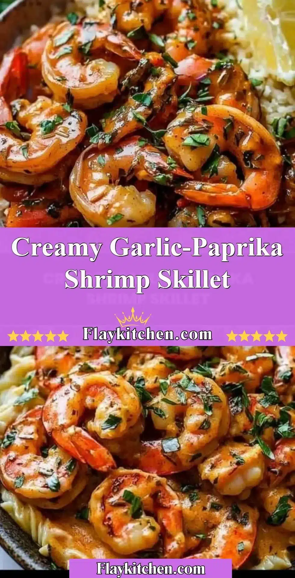 Creamy Garlic-Paprika Shrimp Skillet served in a frying pan