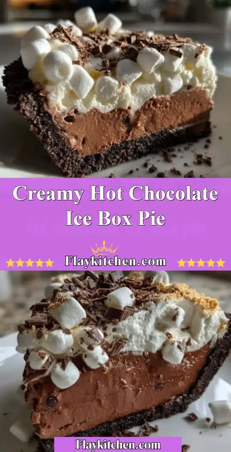 Creamy hot chocolate icebox pie topped with whipped cream and chocolate shavings.