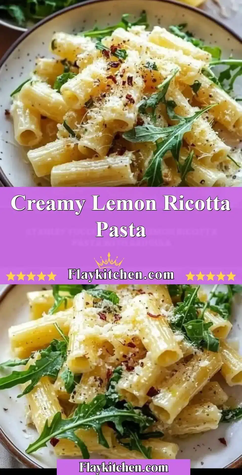 Creamy lemon ricotta pasta served with fresh herbs and lemon zest