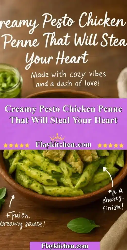 Creamy Pesto Chicken Penne with Chicken and Fresh Basil Sauce