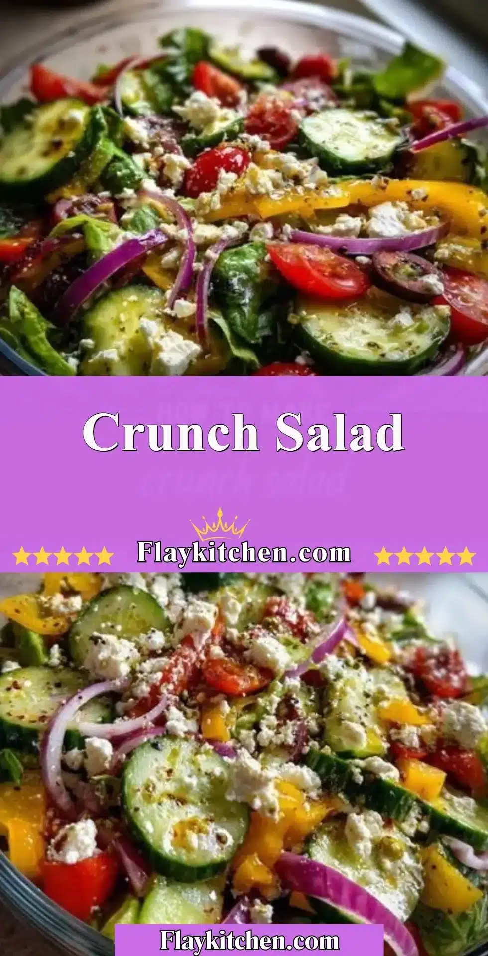 Delicious Crunch Salad with fresh vegetables and toppings
