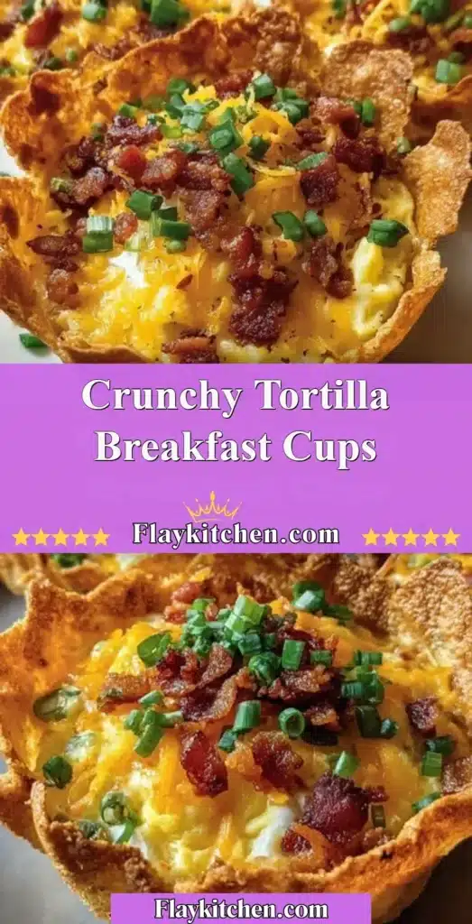 Delicious crunchy tortilla breakfast cups filled with eggs and toppings