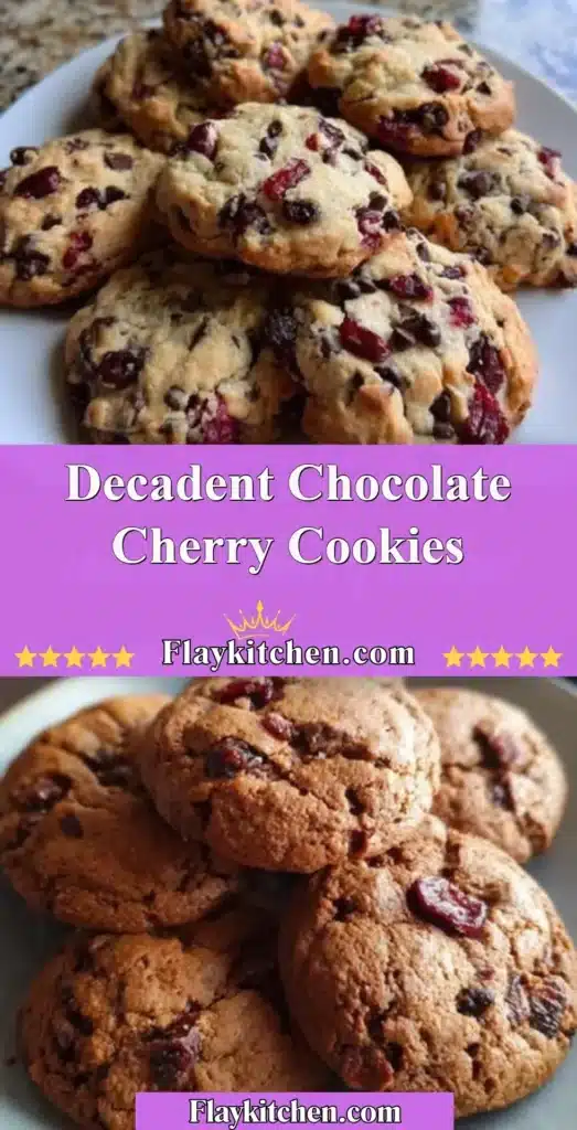 Decadent chocolate cherry cookies with luscious chocolate and bright red cherries