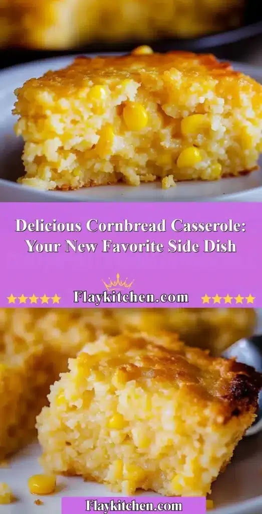 Delicious homemade cornbread casserole served in a baking dish
