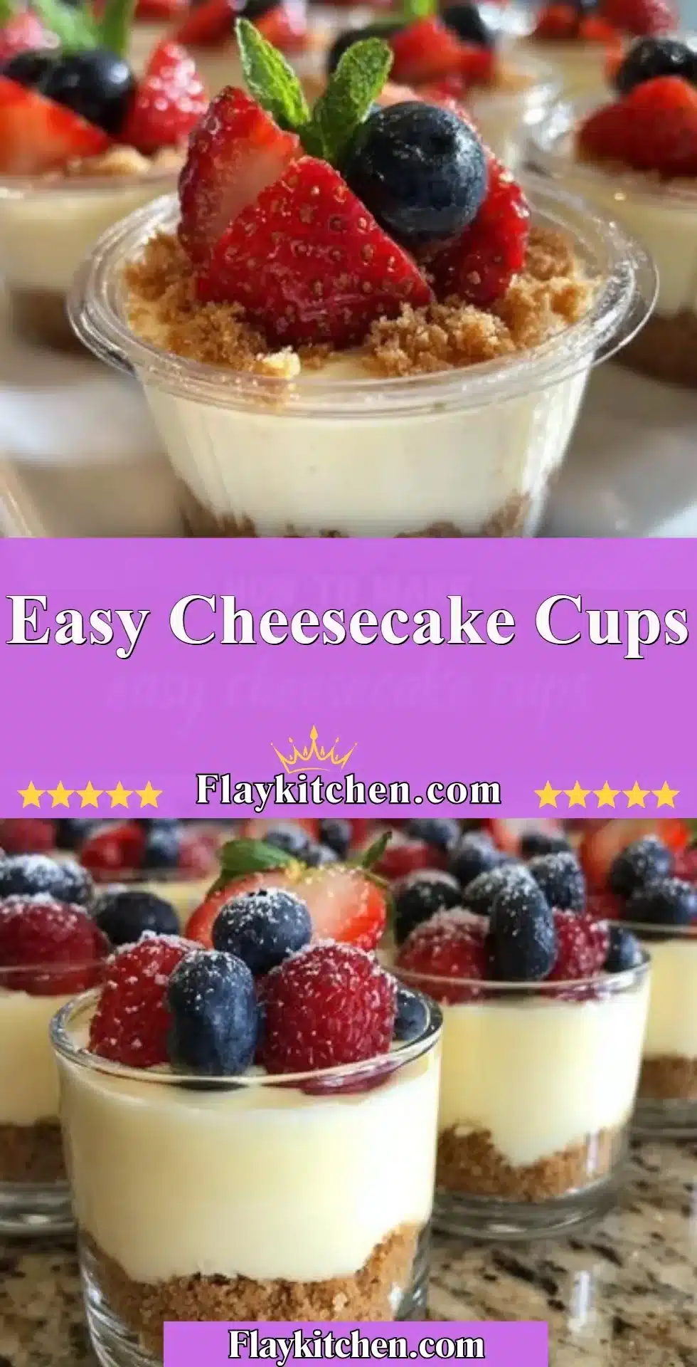 Easy Cheesecake Cups 2 Delicious easy cheesecake cups, perfect for serving at parties or events.