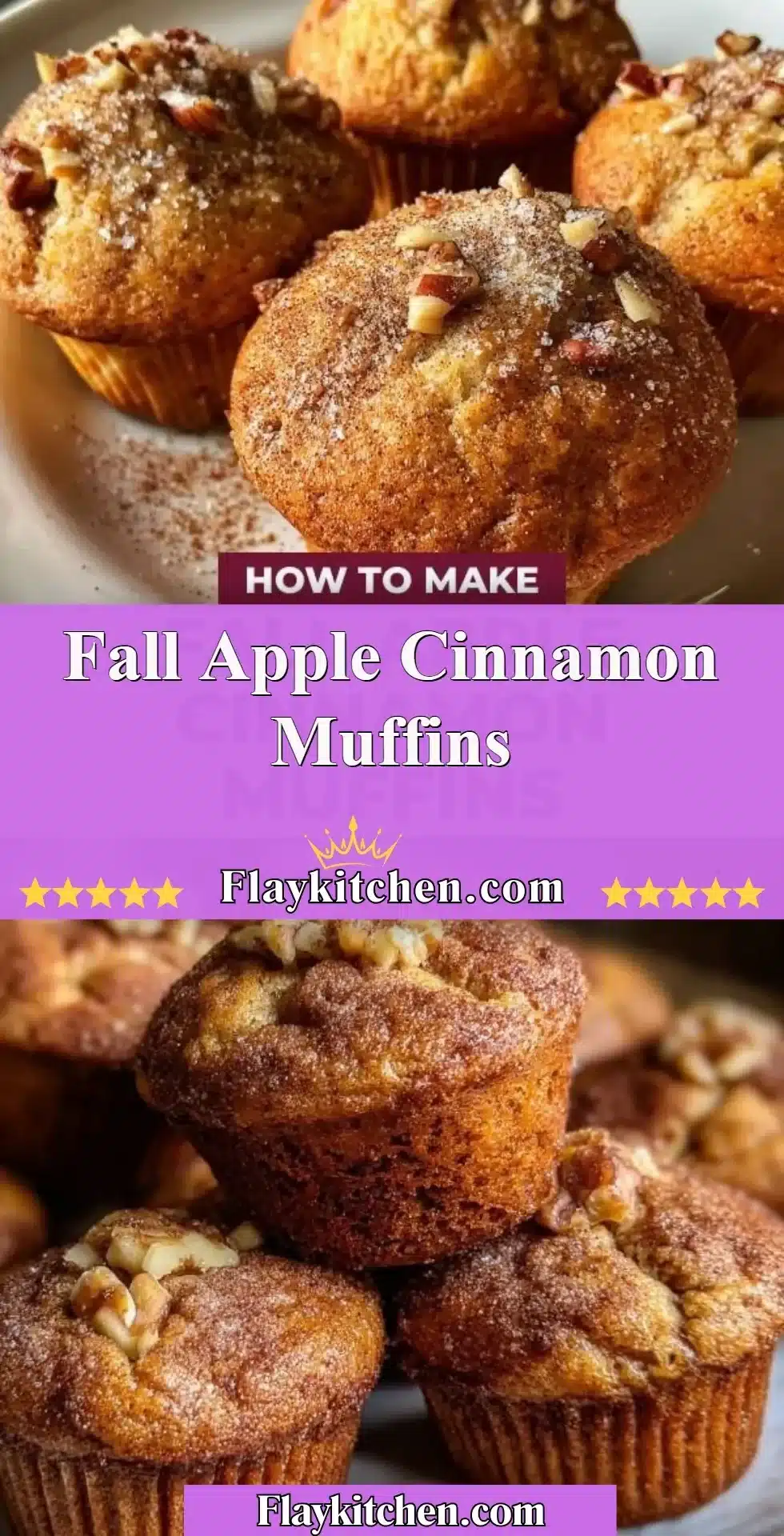 Delicious fall apple cinnamon muffins with warm spices and fresh apples