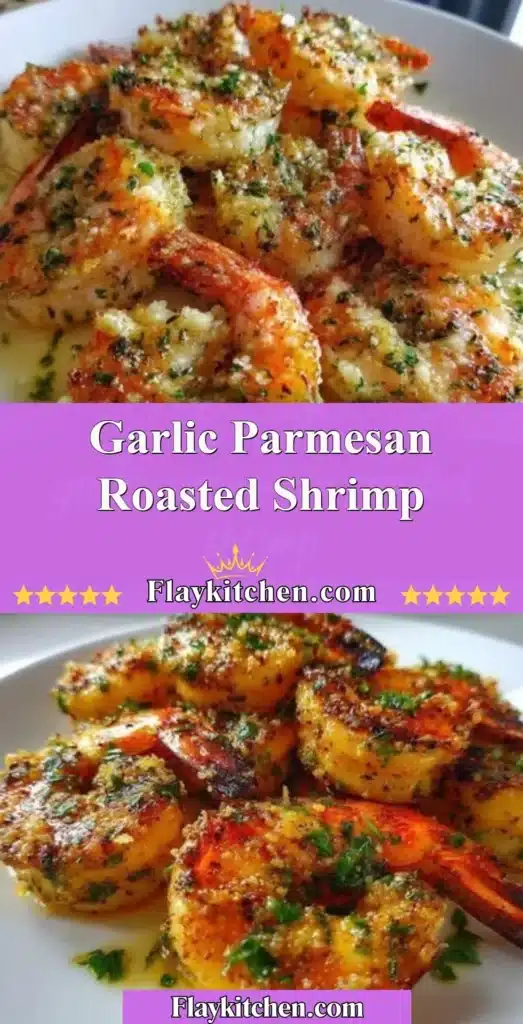Garlic Parmesan Roasted Shrimp served with herbs on a plate
