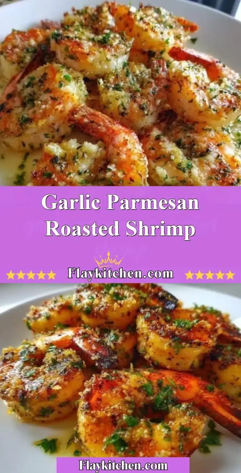 Garlic Parmesan Roasted Shrimp served with herbs on a plate