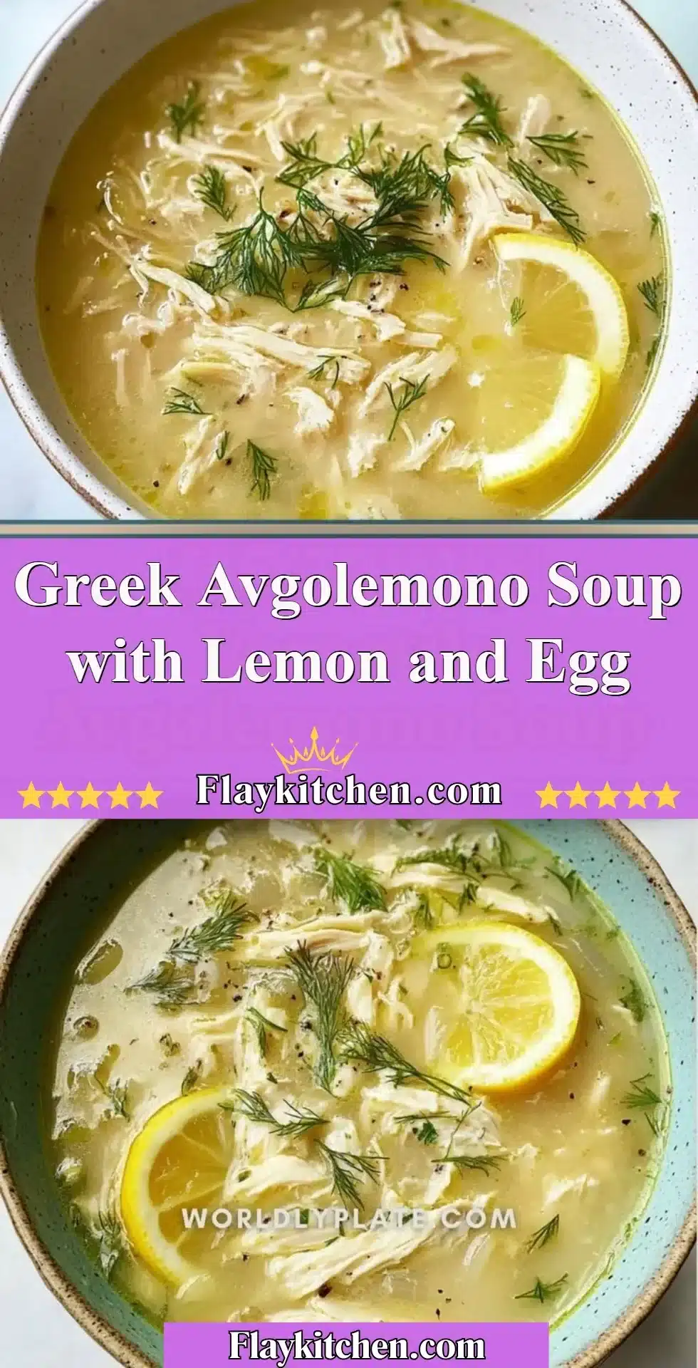 Greek Avgolemono Soup with Lemon and Egg 2 Bowl of Greek Avgolemono Soup with lemon and egg garnished with parsley