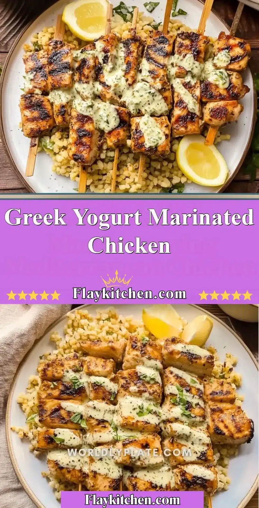 Greek yogurt marinated chicken ready to serve