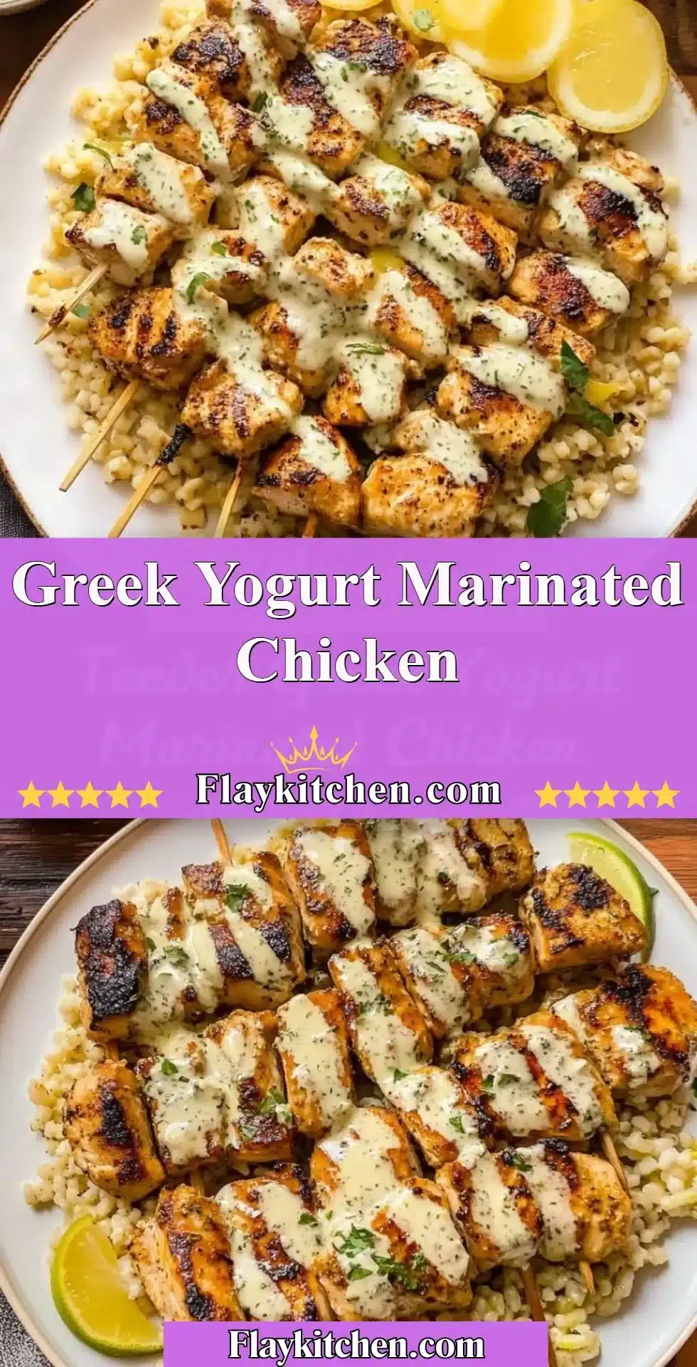 Delicious Greek yogurt marinated chicken ready to be served.
