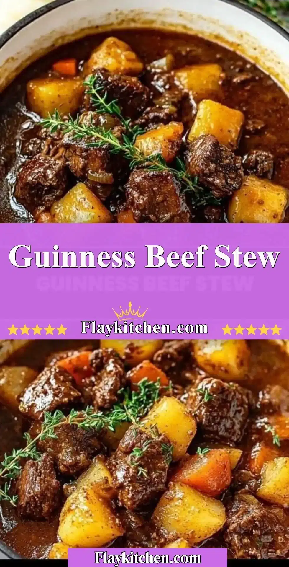 Guinness Beef Stew 2 Hearty Guinness beef stew with tender meat and vegetables in a bowl.