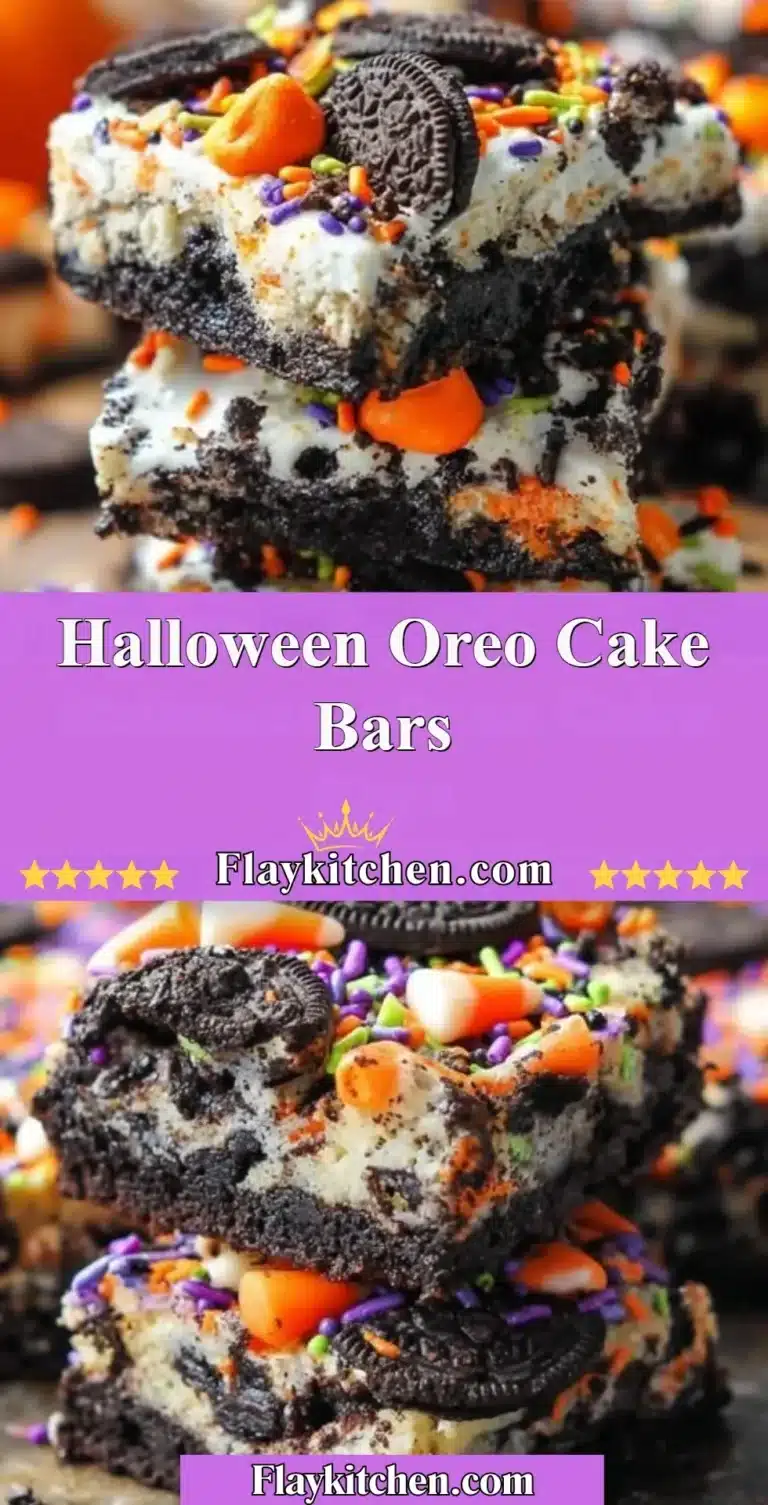 Halloween Oreo Cake Bars decorated with Halloween-themed sprinkles