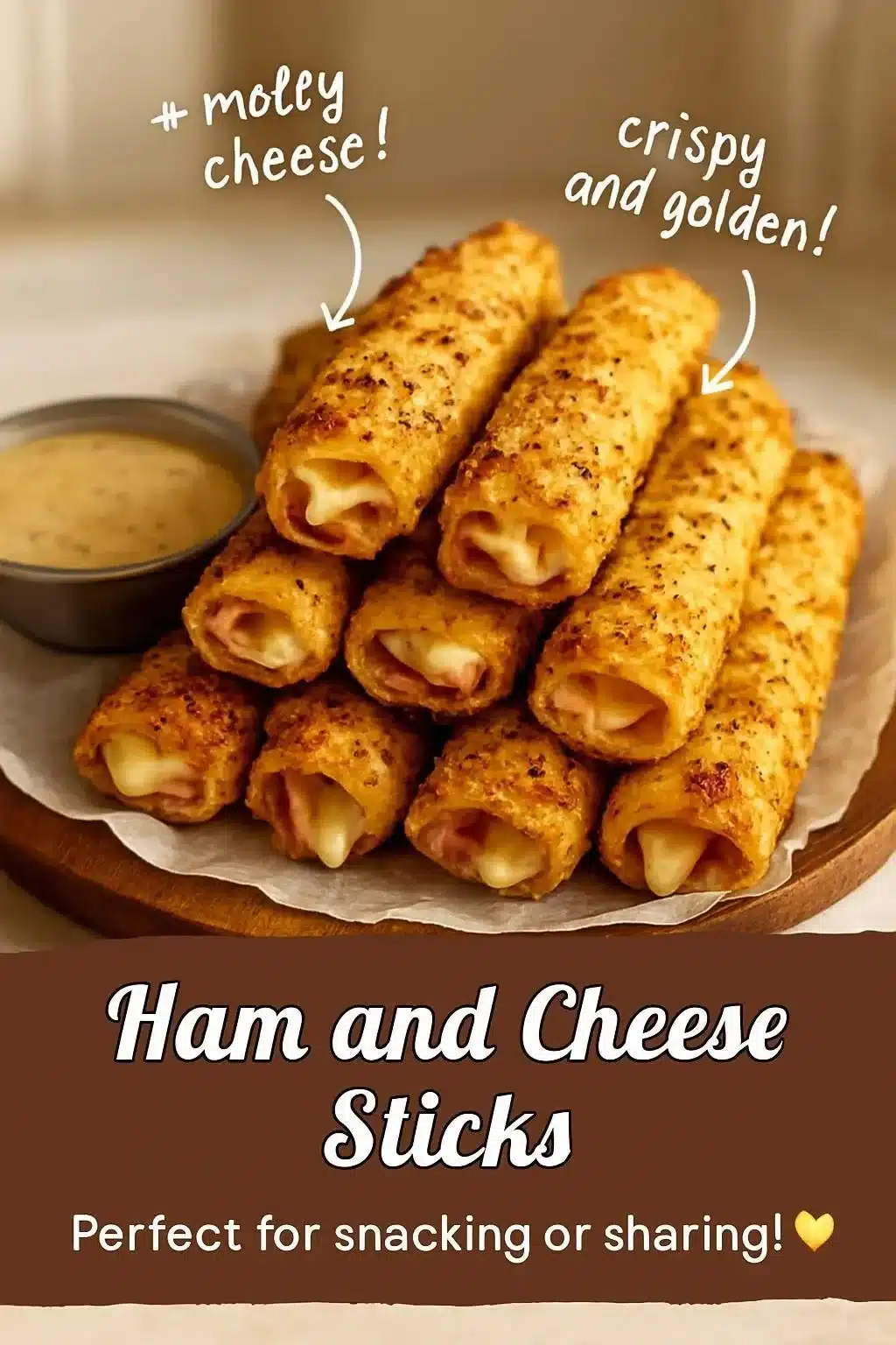 Crispy ham and cheese sticks served as a tasty appetizer