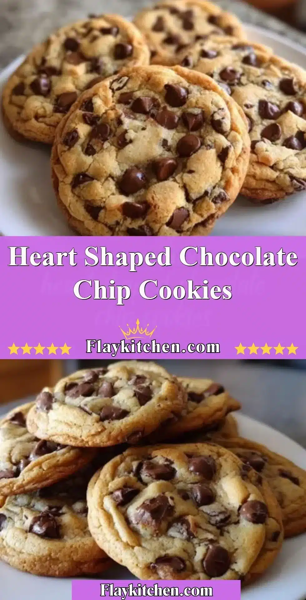 Heart Shaped Chocolate Chip Cookies 2 Heart shaped chocolate chip cookies fresh out of the oven