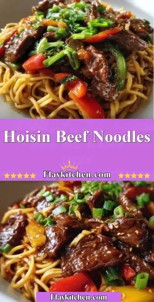A bowl of Hoisin Beef Noodles topped with fresh herbs and vegetables.