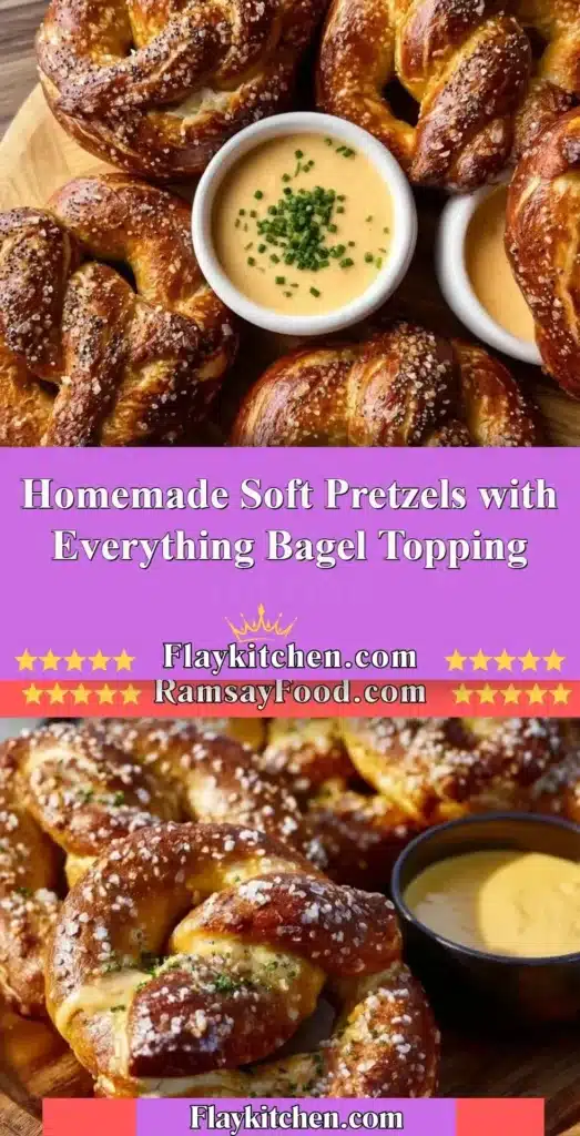 Freshly baked homemade soft pretzels sprinkled with everything bagel seasoning