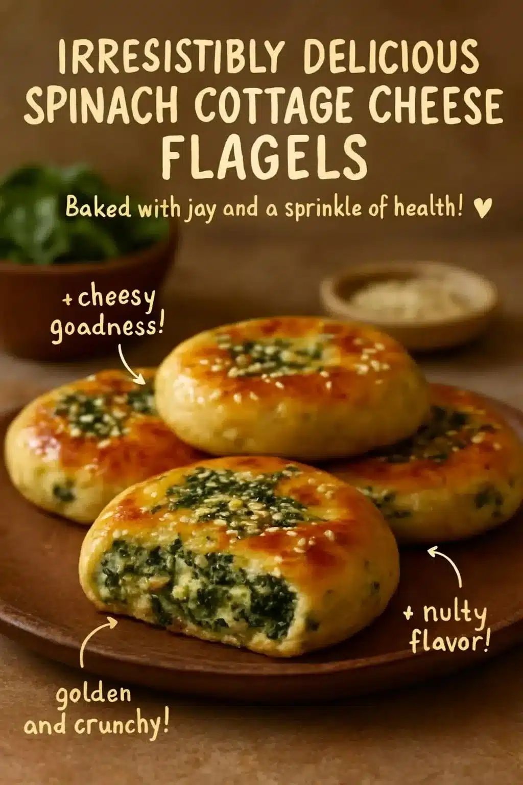 Homemade spinach cottage cheese bagels fresh out of the oven