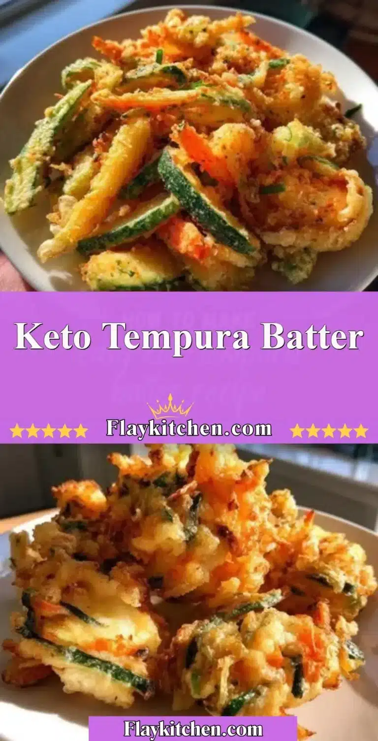 Crispy Keto Tempura Batter on fresh vegetables and seafood