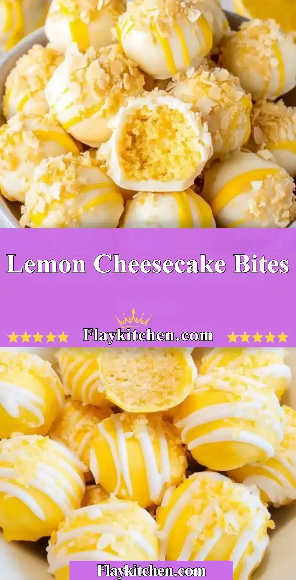 Zesty Lemon Cheesecake Bites topped with lemon zest and a graham cracker crust.