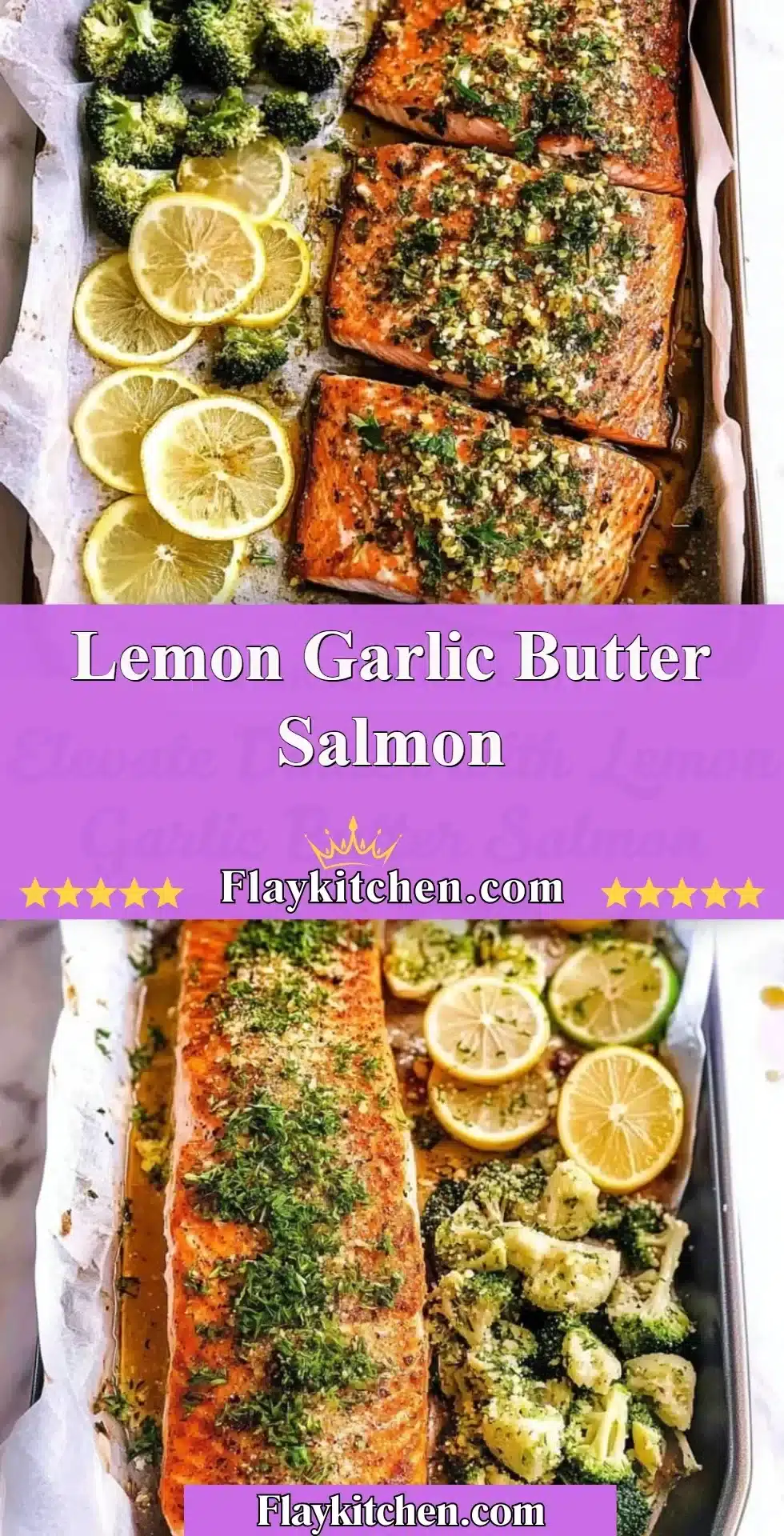 Lemon Garlic Butter Salmon served on a plate with fresh herbs and lemon slices