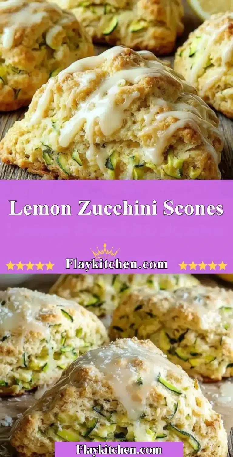 Freshly baked Lemon Zucchini Scones on a wooden table