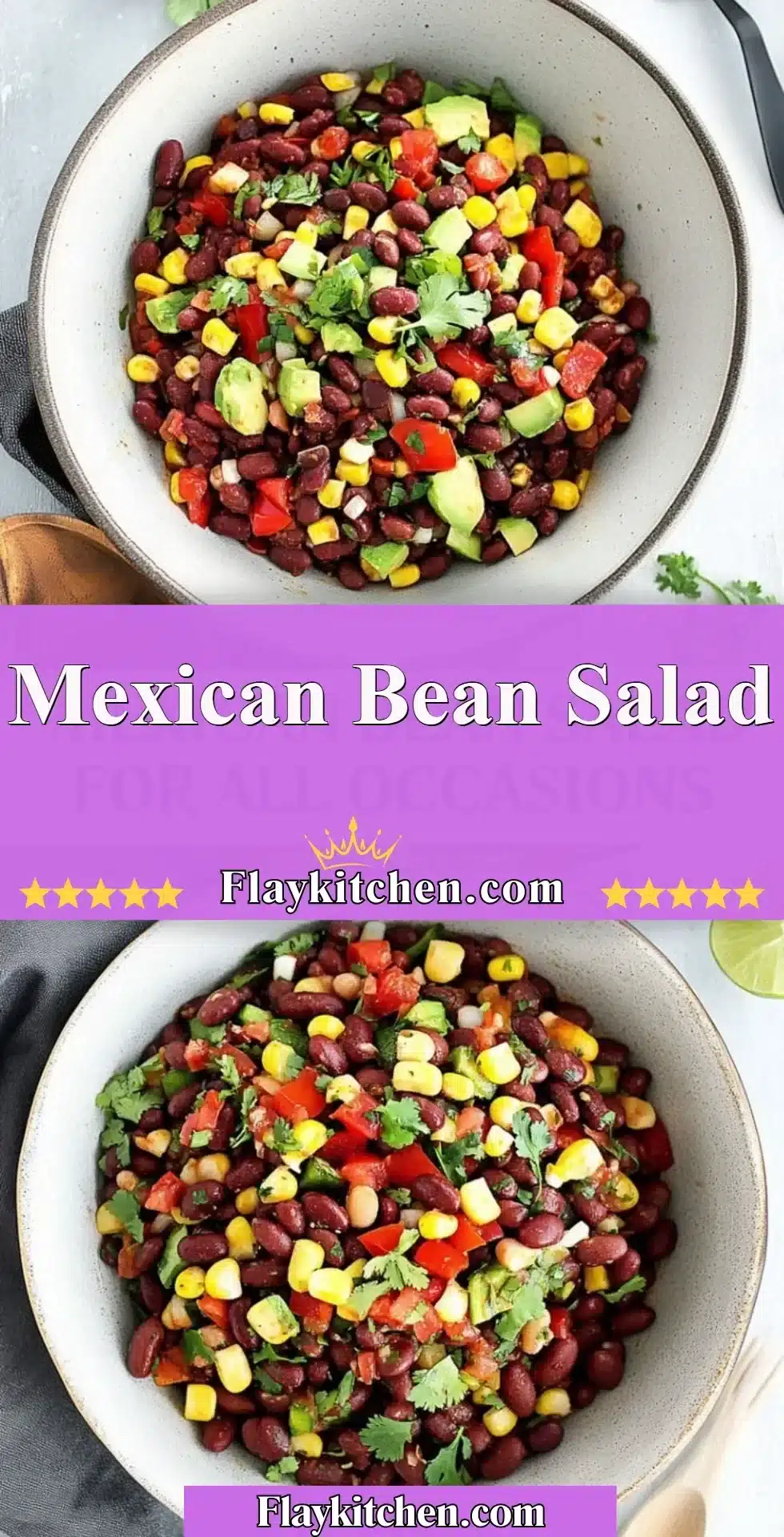 Colorful Mexican Bean Salad with fresh vegetables and beans served in a bowl.