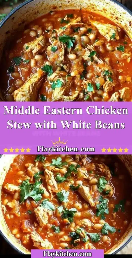 Delicious Middle Eastern chicken stew featuring tender white beans and spices.