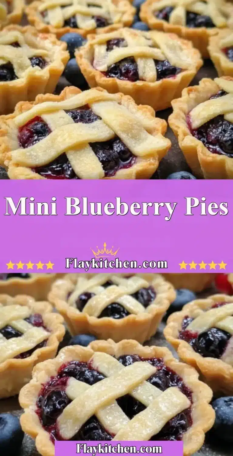 Delicious mini blueberry pies topped with fresh blueberries on a plate.