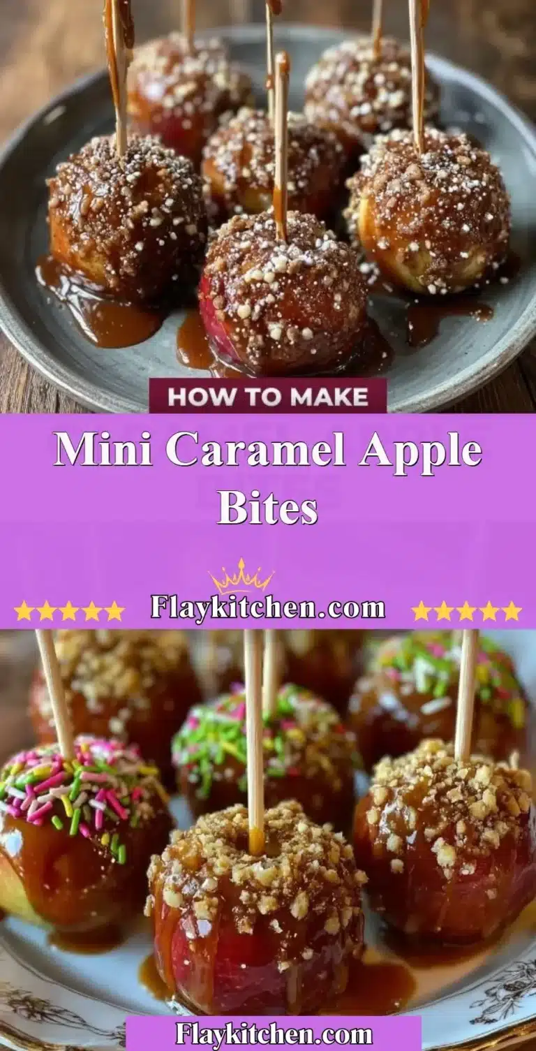 Delicious mini caramel apple bites drizzled with caramel sauce